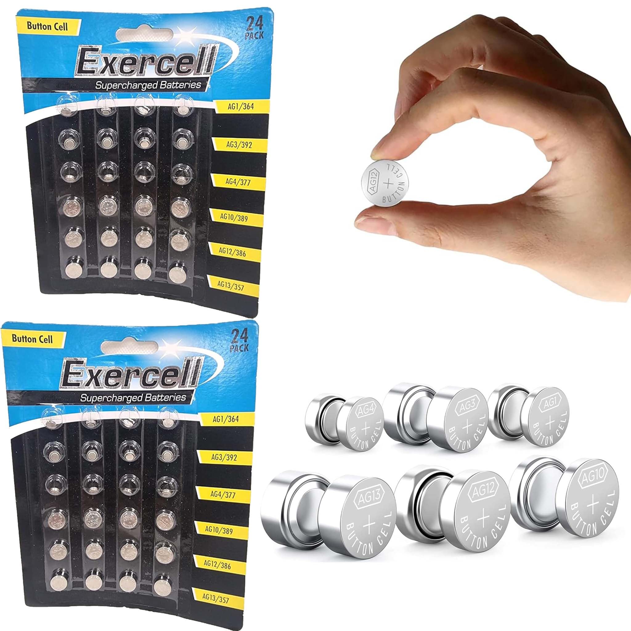 24 Pack Button Cell Batteries Assorted AG1 AG3 AG4 AG10 AG12 AG13 3V Coin Cell Watch Battery Set for Calculators Remote Controls Key Fobs Toys Small Electronic Devices — view 22