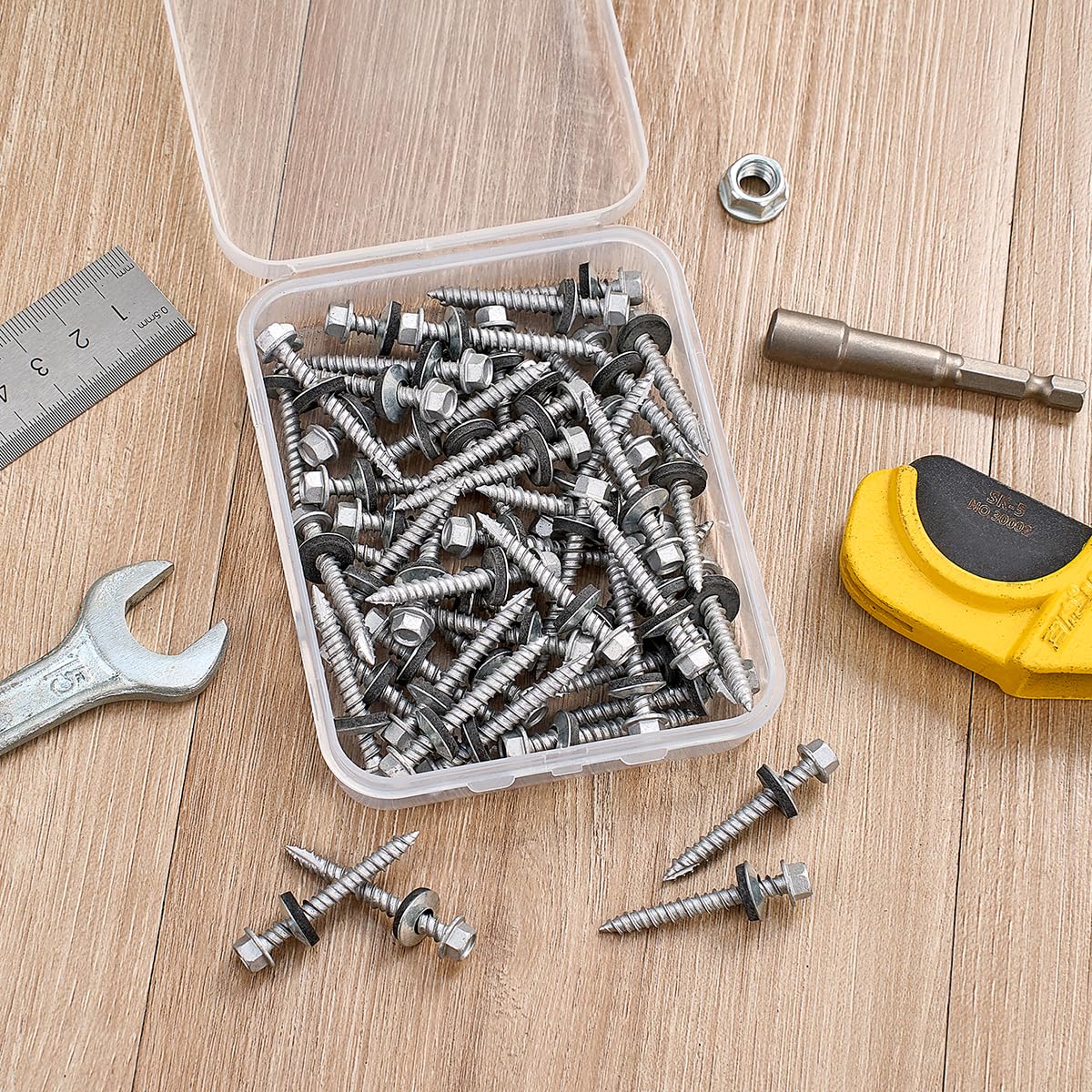 Silver Roofing Screws - 50 Pack #10x1-1/2 -8
