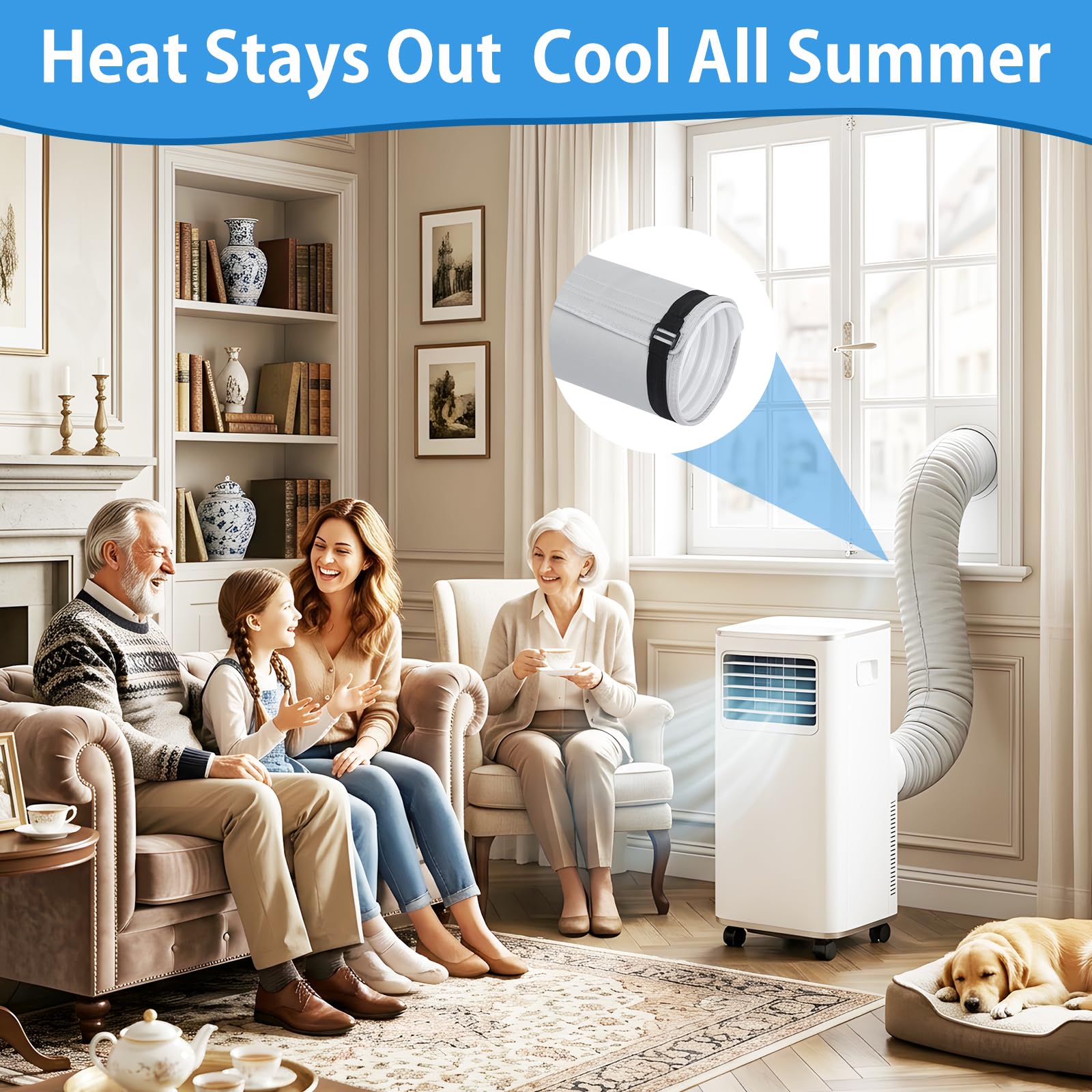 Housse de protection contre la chaleur pour tuyaux de climatisation portable