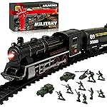 USA Electric Express Train Set for Kids Ages 4-8 - Military Toy Polar Train Model with Helicopter, Tank, Soldiers & Tracks - Around The Tree Fun Birthday Gift for Boys Ages 2-4
