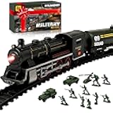 USA Electric Express Train Set for Kids Ages 4-8 - Military Toy Polar Train Model with Helicopter, Tank, Soldiers & Tracks - Around The Tree Fun Birthday Gift for Boys Ages 2-4