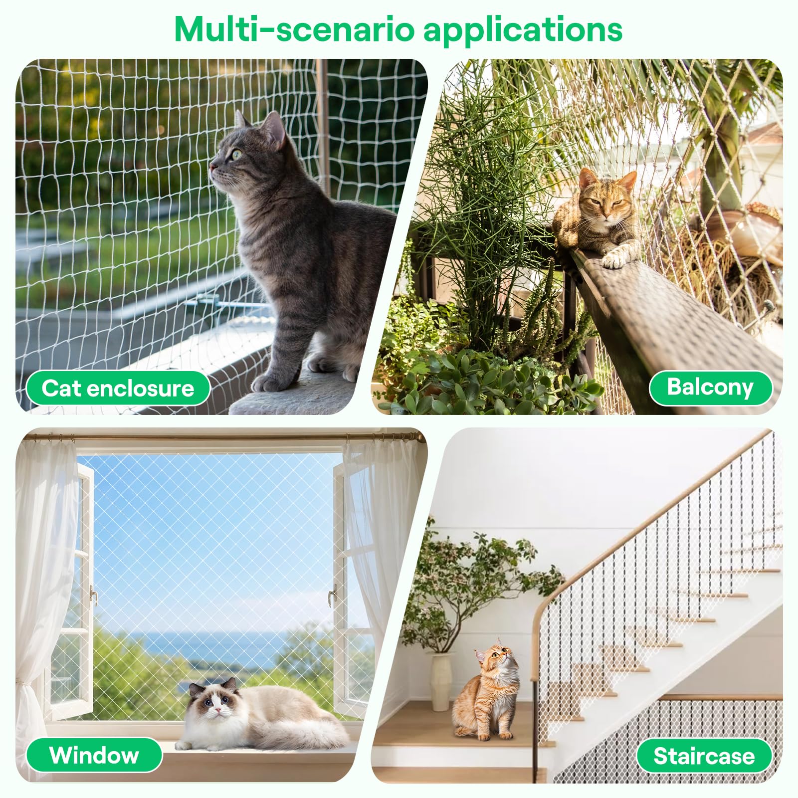 Rete per Gatti, Rete Gatti Balcone 10 x 3 m Rete Protezione Gatti Balcone, Bianco Rete Balcone per Gatti, Rete Anti Uccelli, Multifunzione Rete Gatti per Balconi, Porte, Finestre, Scale, Giardini
