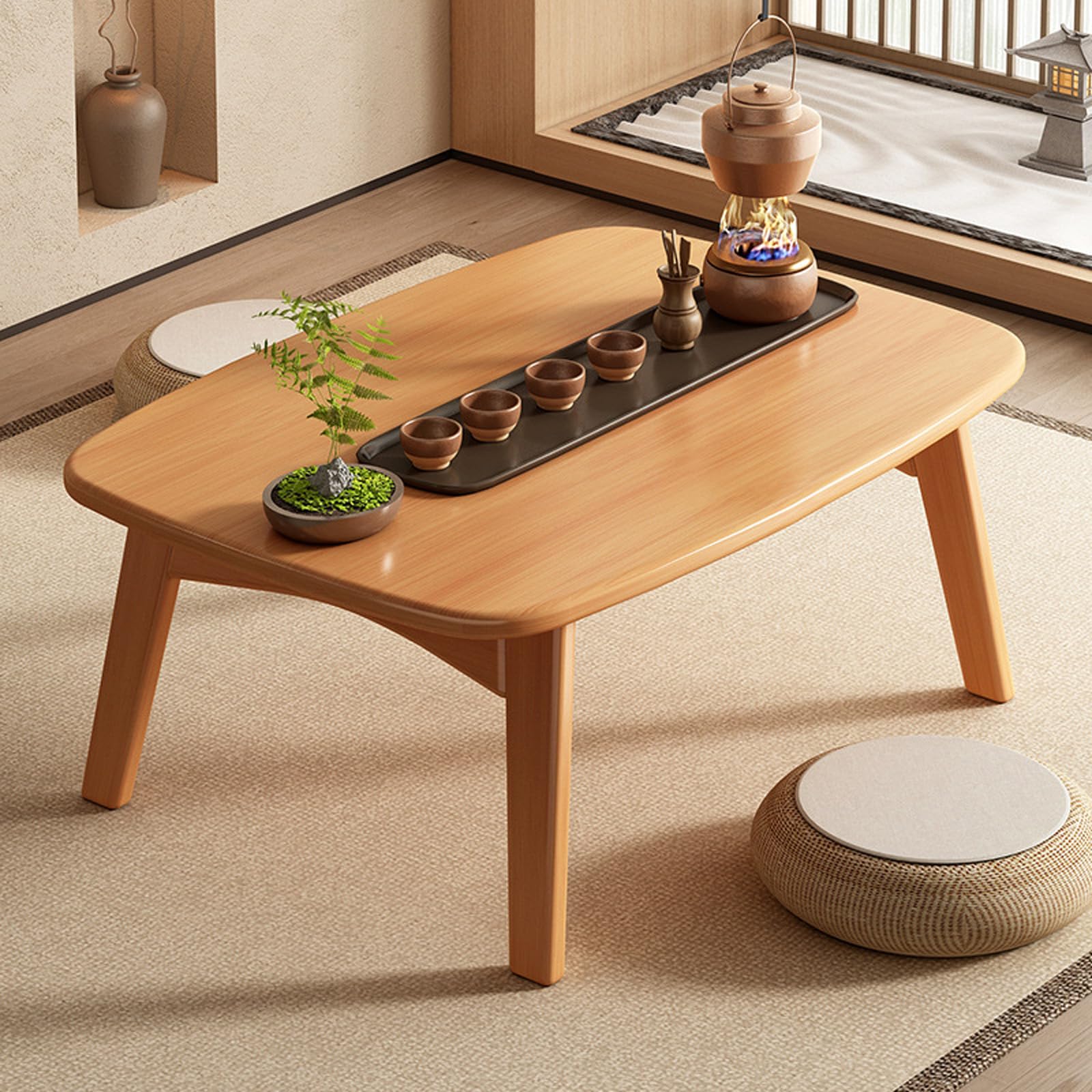 Pieghevole Tavolo Tatami Giapponese,Tavolino Giapponese Basso Pieghevole in,Facile da Riporre,Risparmiare Spazio,per Piccoli Spazi in Soggiorno da tè ECC