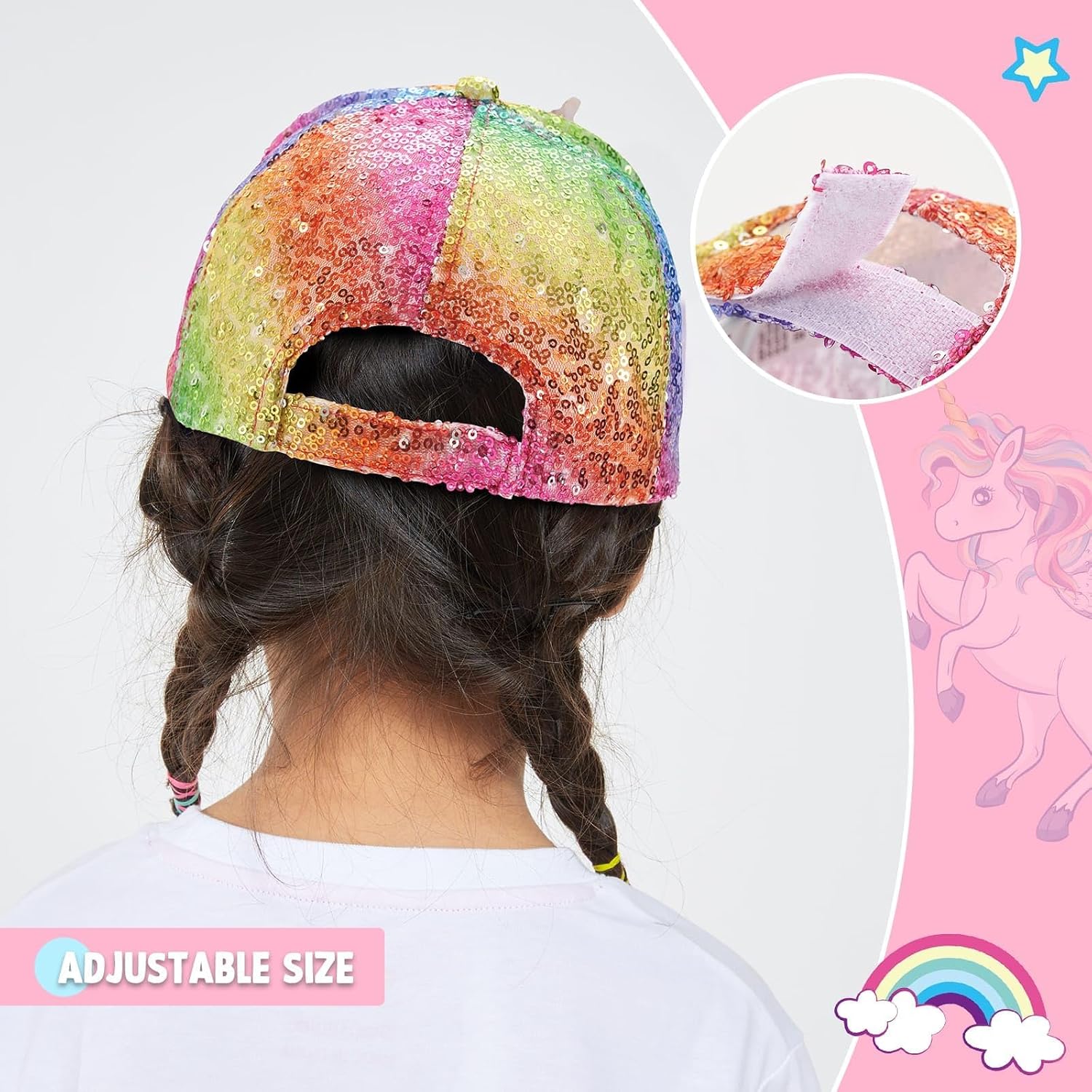 Kids Baseball Hat Unicorn Girls Baseball Cap Toddler Trucker Hat Girls Hats for Kids Ages 4-8 image 4