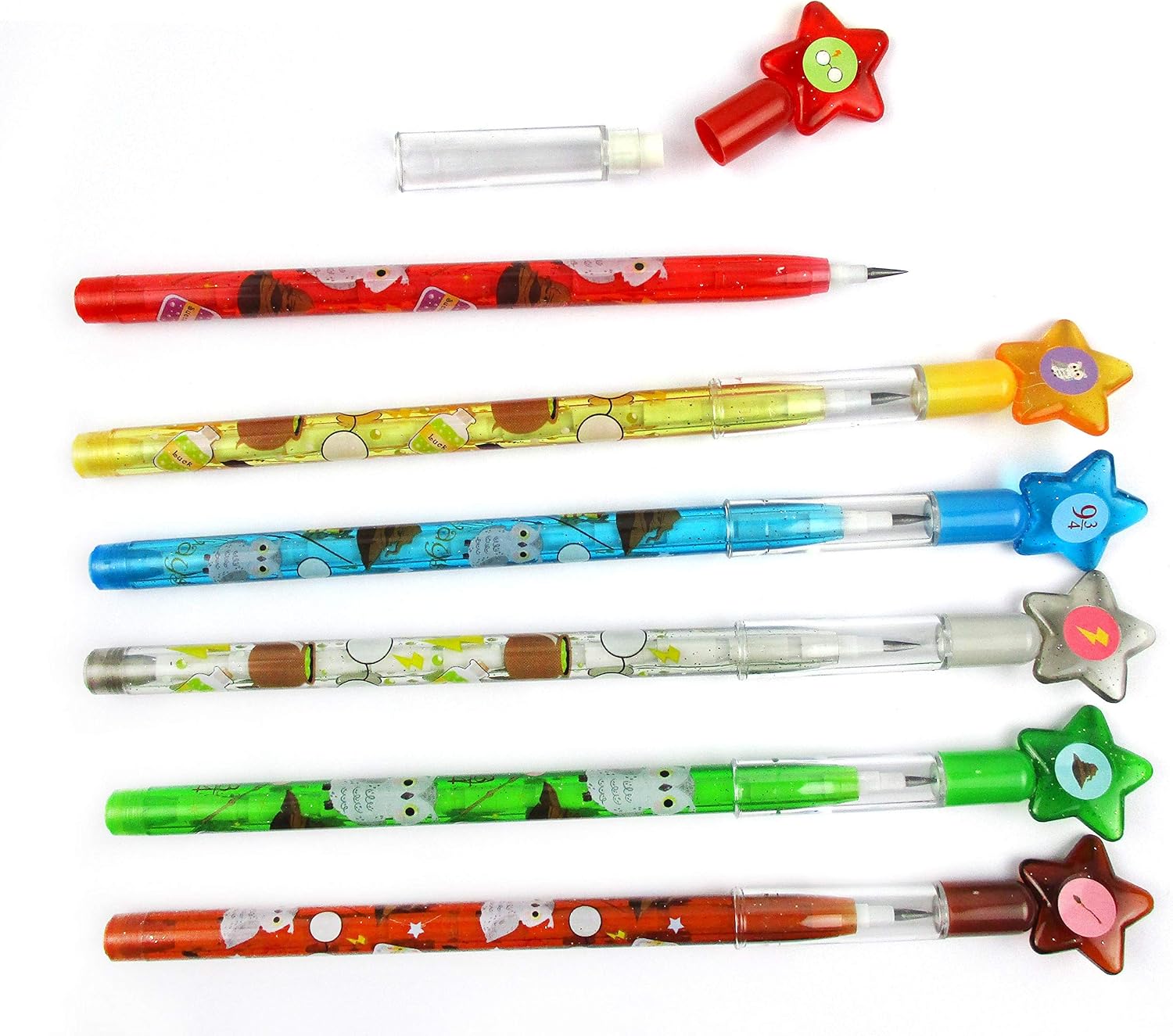 TINYMILLS 24 Pcs Wizard Multi Point Stackable Push Pencil Assortment with Eraser for Wizard Birthday Party Favor Prize Carnival Goodie Bag Stuffers Classroom Rewards Pinata Fillers