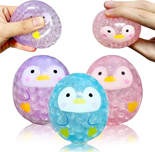 ZATAU - Huevos de Pascua de pingüino a granel, bolas de estrés de animales para adultos (paquete de 3) juguetes esponjosos, bola blanda juguete para