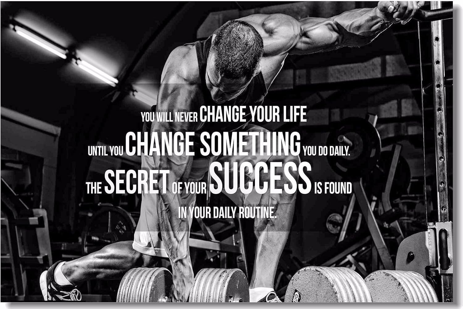 1x Poster Fabric Bodybuilding Men Girl Fitness Workout Quotes Motivational Inspiration Muscle Gym Font 35.5x23.5" (90x60cm) (012)