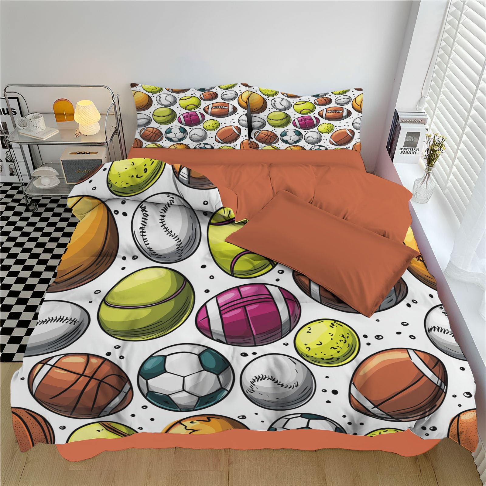 Housse de couette football ado résistant aux lavages parure lit microfibre