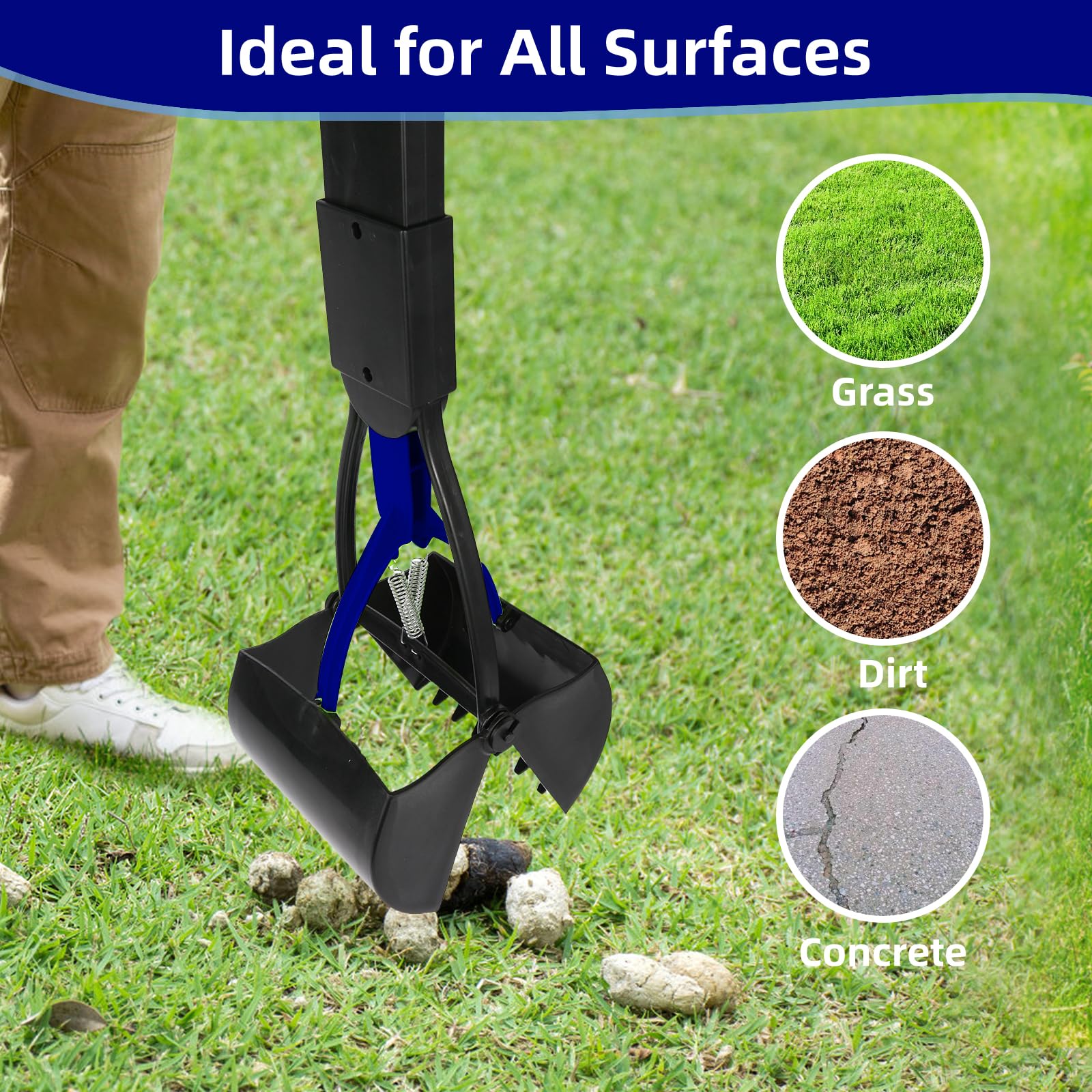 70cm Pelle à Crotte pour Chien,Pelle Crotte Chien,Cuillère à Caca Pliable pour Chien,Matériau Non Facile à Casser,Durable(Bleu)
