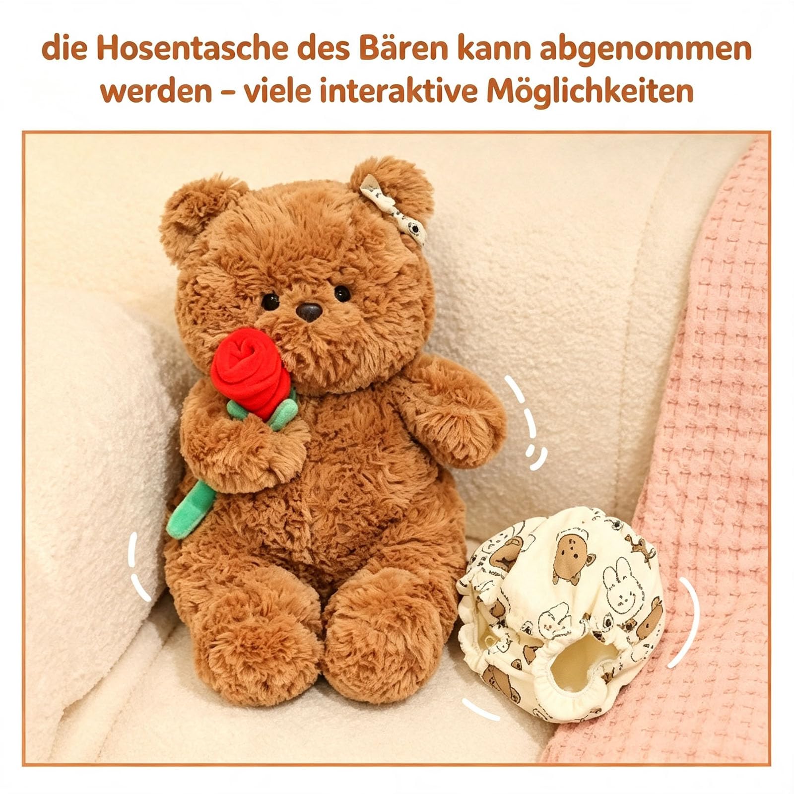 champracer Teddybär Mit Rose, Weiches Rose Bär Plüsch Kuscheltier, Teddybären Stofftier Spielzeug mit Rosenstrauß, Teddybär Plüschtier für Valentinstag, Plüschteddy Geschenke für Geburtstag (65cm)