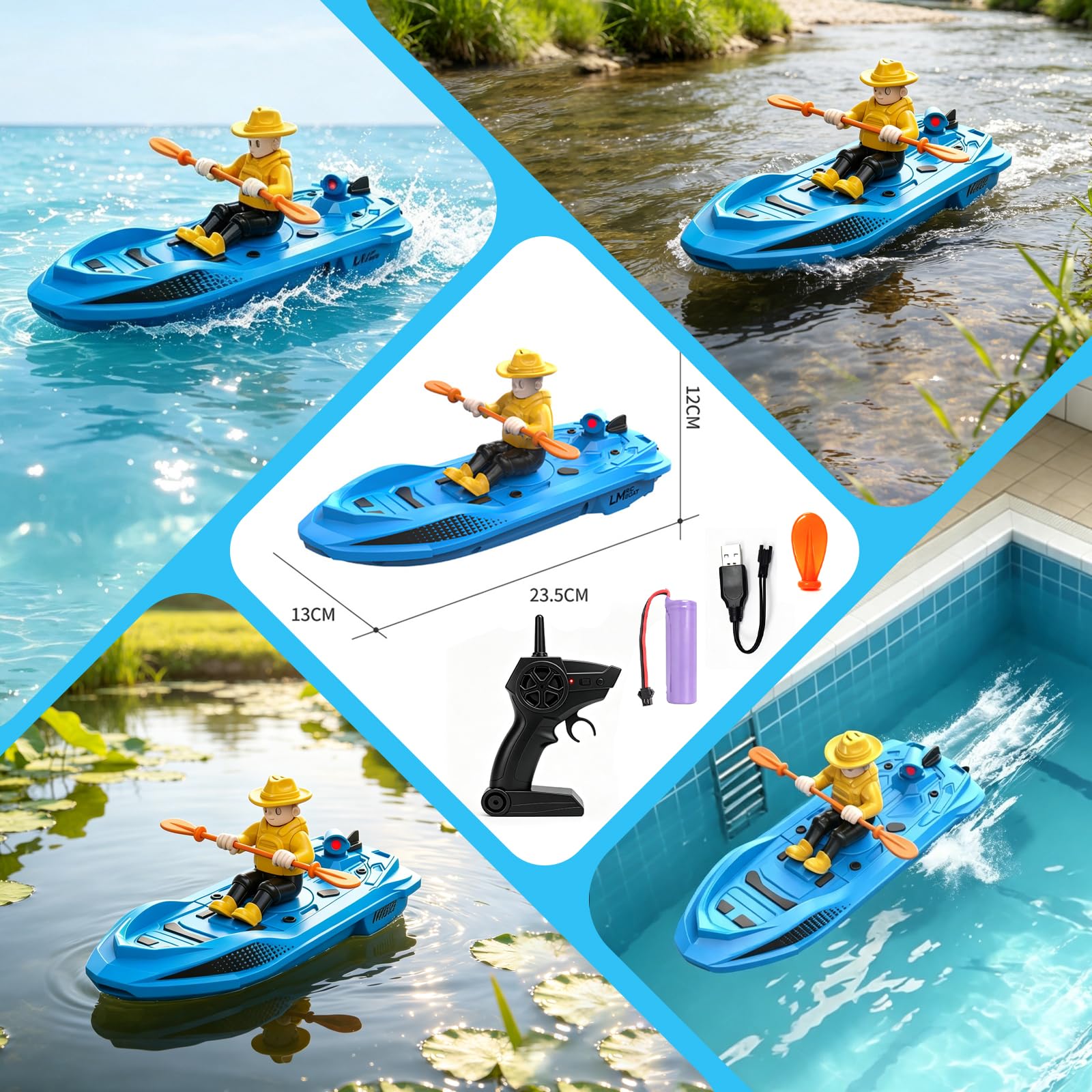 Barca telecomandata per bambini, 2,4 GHz RC barca da corsa ad alta velocità, modello di yacht elettrico, giocattolo acquatico ricaricabile, piscina lago, ragazzi e ragazze