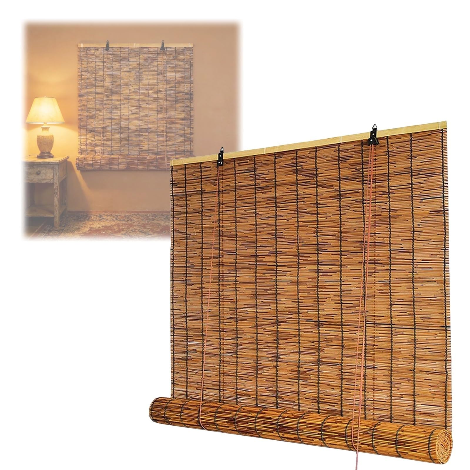 CMJYMX Light Filtering Bamboo Roll Up Shades For Window Patio Gazebo Restaurant, UV Protection Bamboo Blinds Indoor & Outdoor Privacy Screen(50x180CM/20x71IN(WxH))