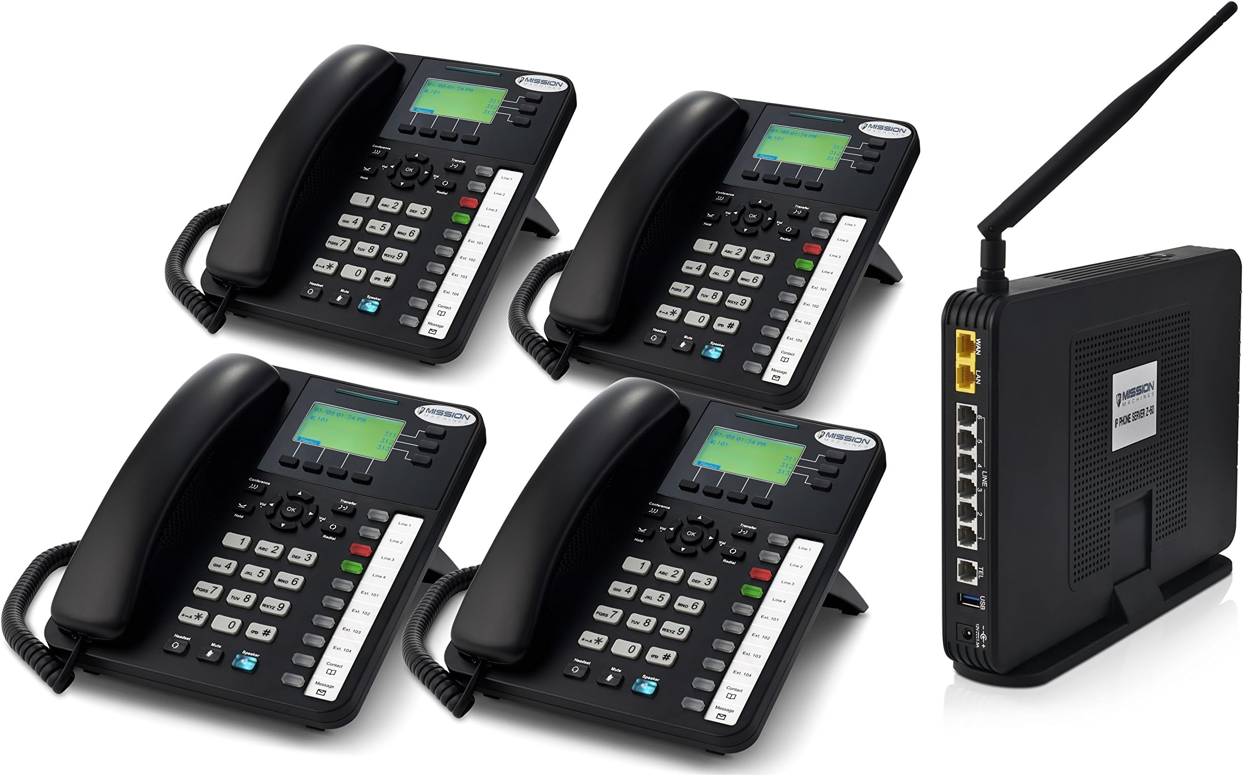 Mission Machines Z60 VoIP Phone System Package with 4 Phones