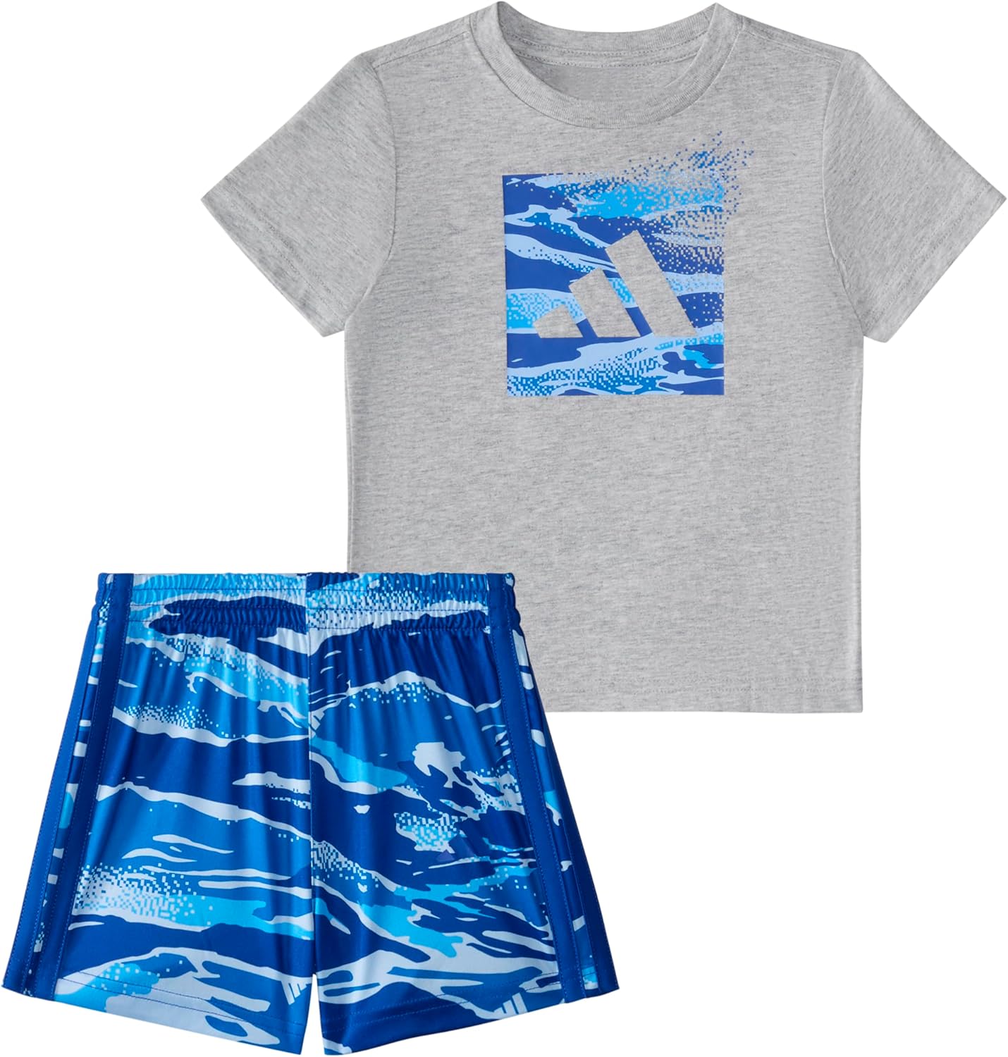 adidas baby-boys Two-Piece Short Sleeve Graphic Cotton World Cup Tee & 3-Stripe Short Set
