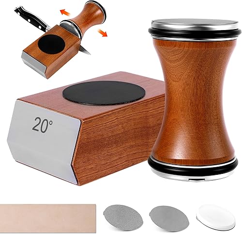 Kit de afilador de cuchillos rodantes, herramienta afiladora de cuchillos con discos reemplazables de diamante y cerámica, base magnética multiusos