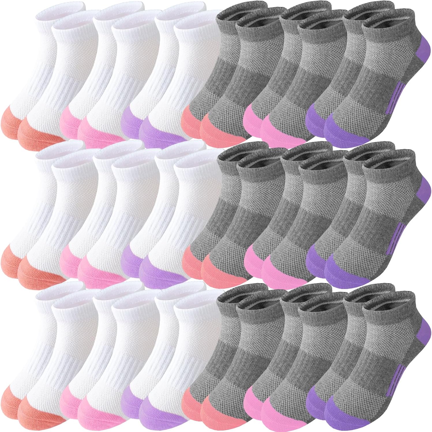 Bemeol Girls Socks 18 Pairs Ankle Socks Girls Soft Athletic Low Cut Cotton Sock