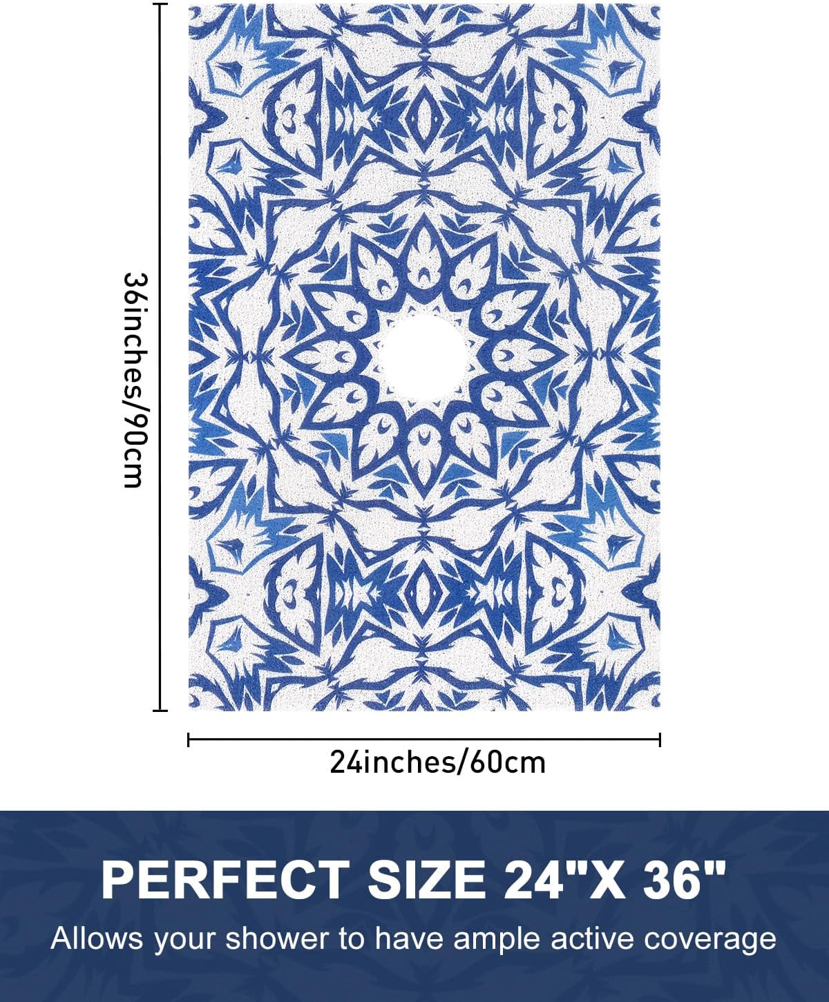 Shower Mat Non Slip: 24x36 Inch Loofah Shower Mats for Inside Shower, Soft PVC Anti Slip Shower Mat with Drain Holes in Middle, Quick Drying Bath Mats for Shower, Stand Up Shower Mats Cuttable - Image 2