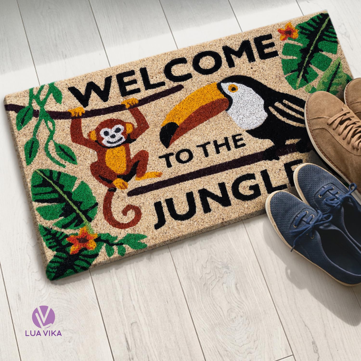 Zerbino ingresso esterno cocco - Welcome to the jungle - 40x70 cm - tappeto ingresso esterno casa - zerbino cocco - zerbini moderni e originali