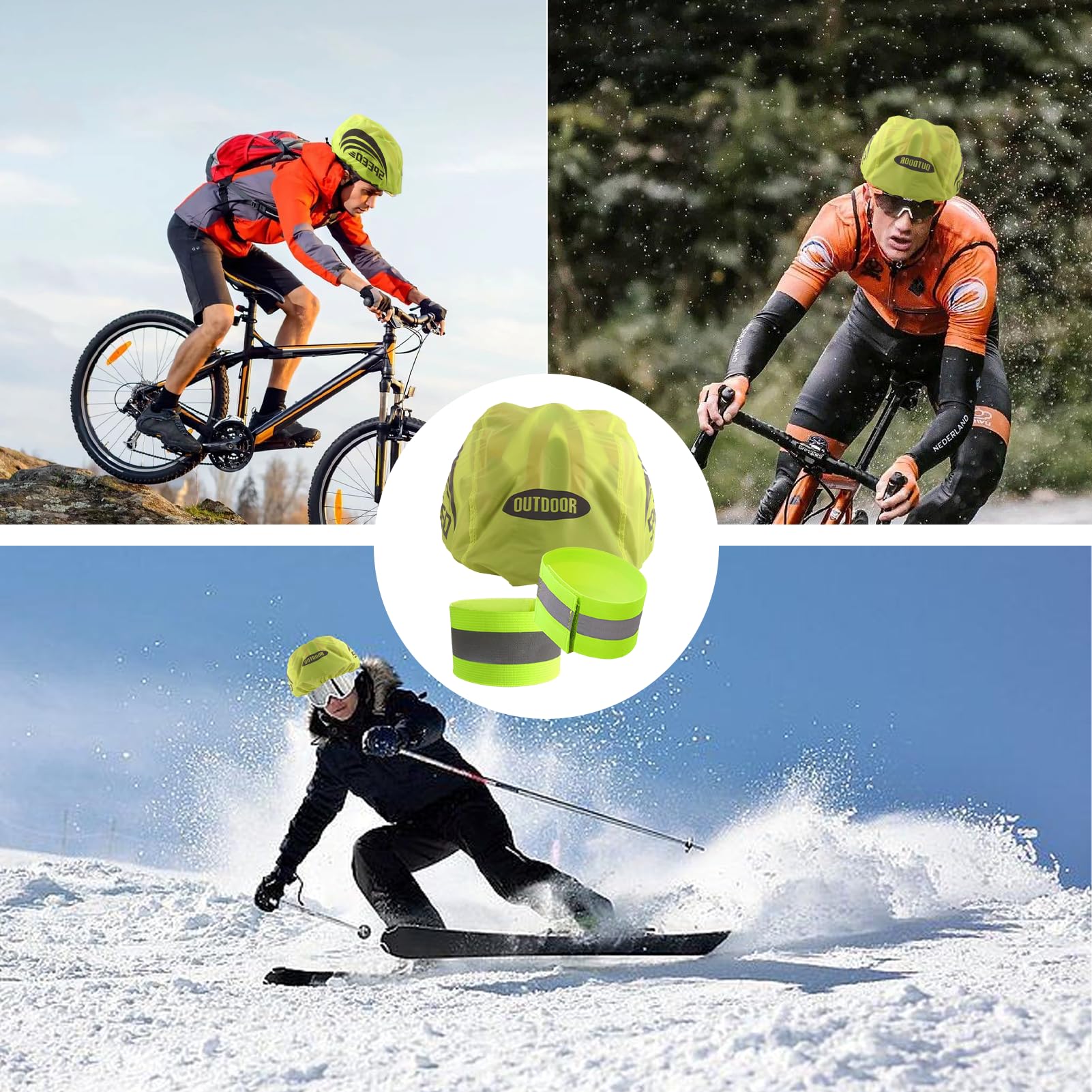 Lot De 2 Housses De Casque Vélo Universelles - Protection Pluie 100% Impermeable Et Réfléchissante