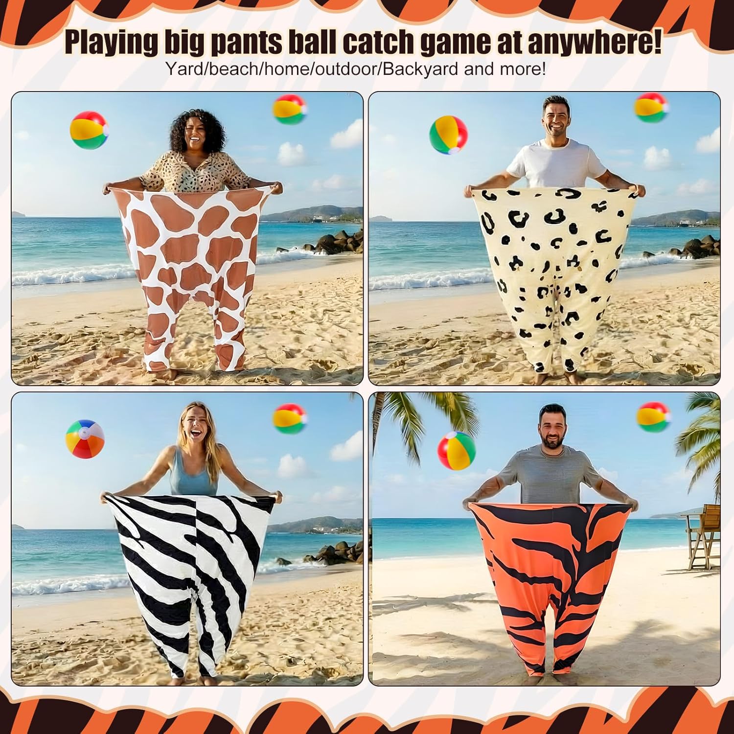 Seematn Granny Pants Yard Game Set of 4 Big Pants and 20 Balls 1 Pump, Granny Pant Outdoor Party Game for Adults Teens Group Family Reunions Backyard Tossing Fun