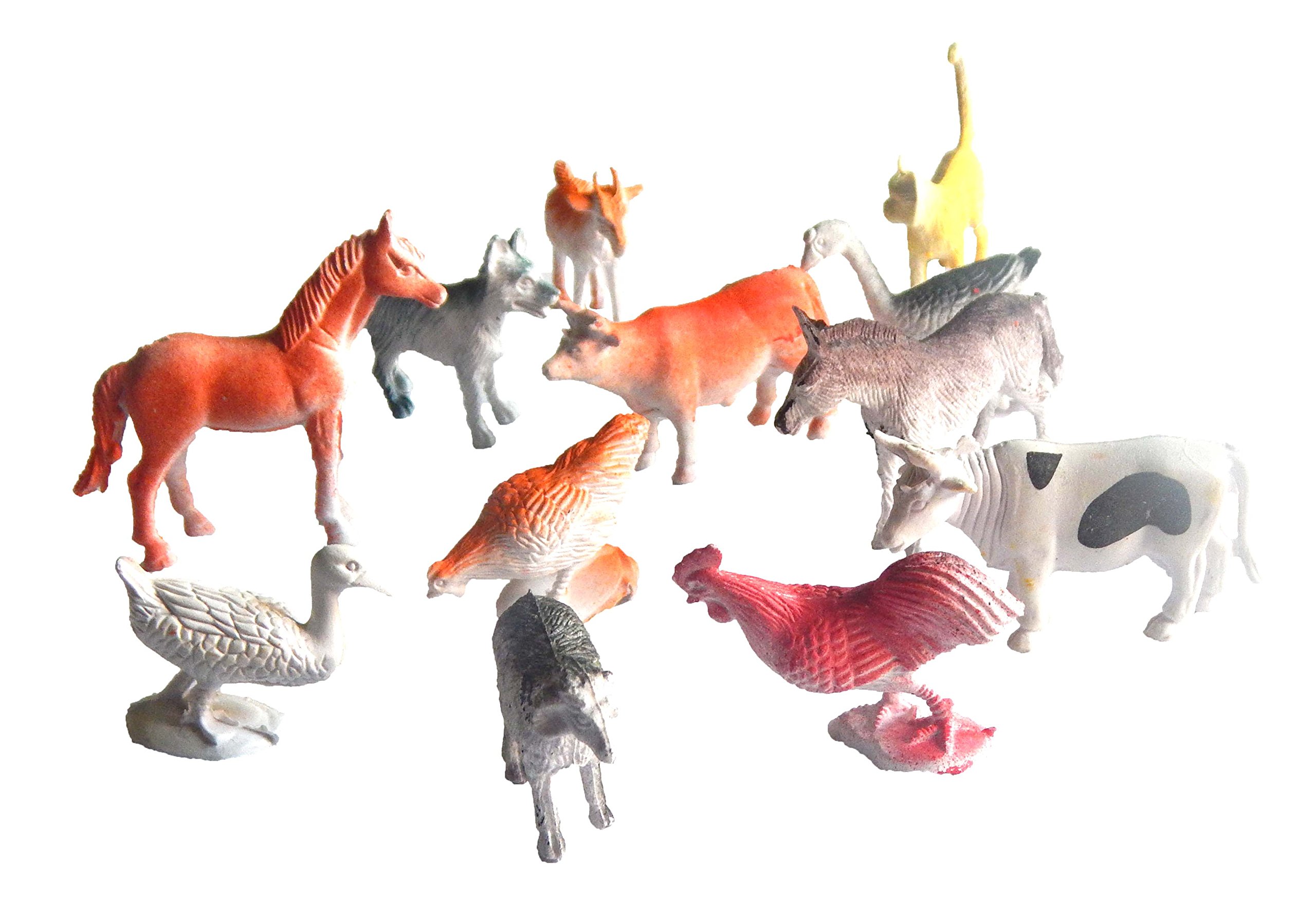 Farm Land Animals Small Figures Set for Kids/Young Ones Pack of 12 (Multi Colour)
