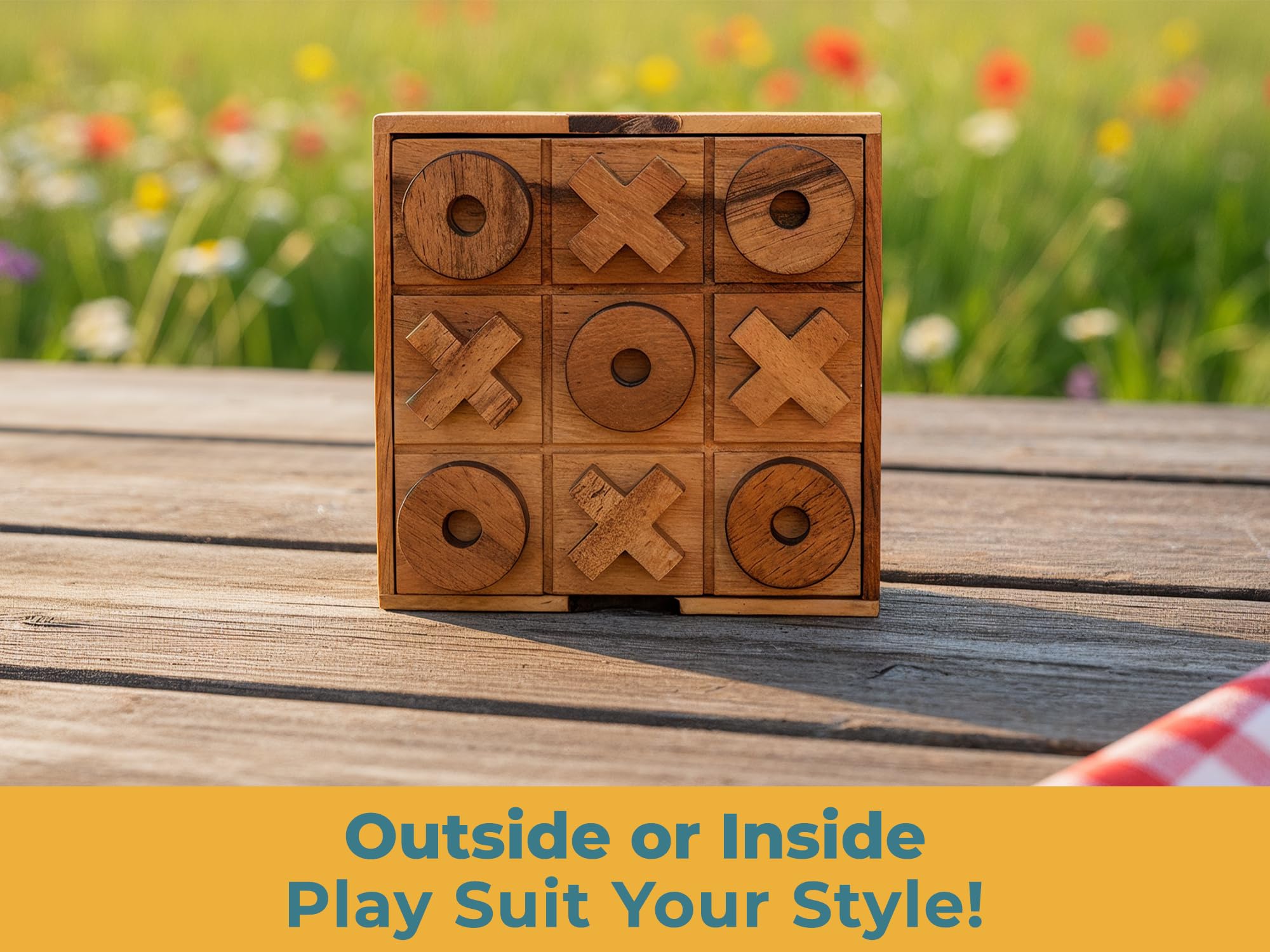 BSIRI Wooden Tic Tac Toe Game Coffee Tabletop XO Blocks Ideal for Family Living Room Games Night for Adults for Desk Decor and Unique Wood Gifts for All Occasions 5.5 Inch — Amazon image 7