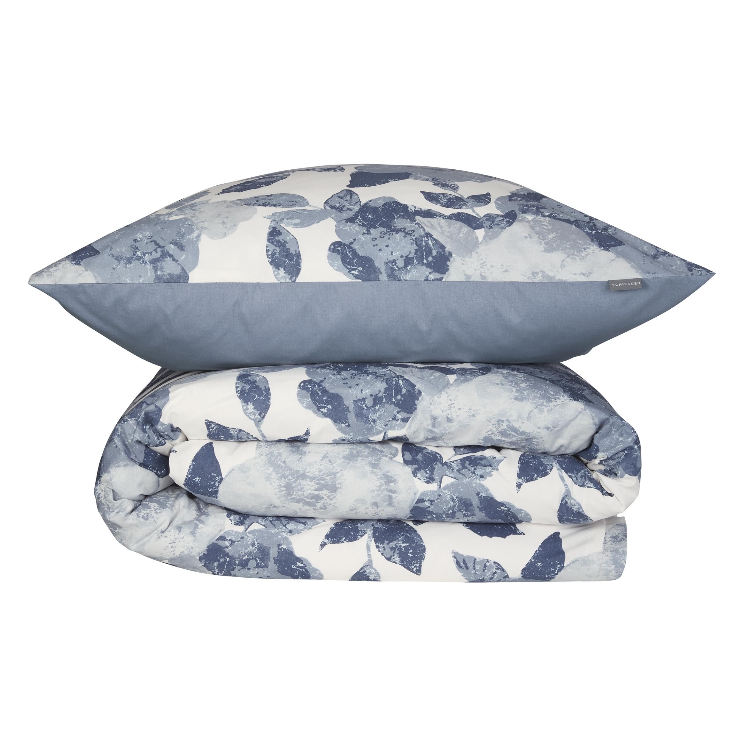 Schiesser Bettwäscheset Elisa | 2-teilig | Floral | Renforcé | 100% Baumwolle | Oeko-Tex Zertifiziert | Reißverschluss | 135x200cm + 80x80cm | Hellblau