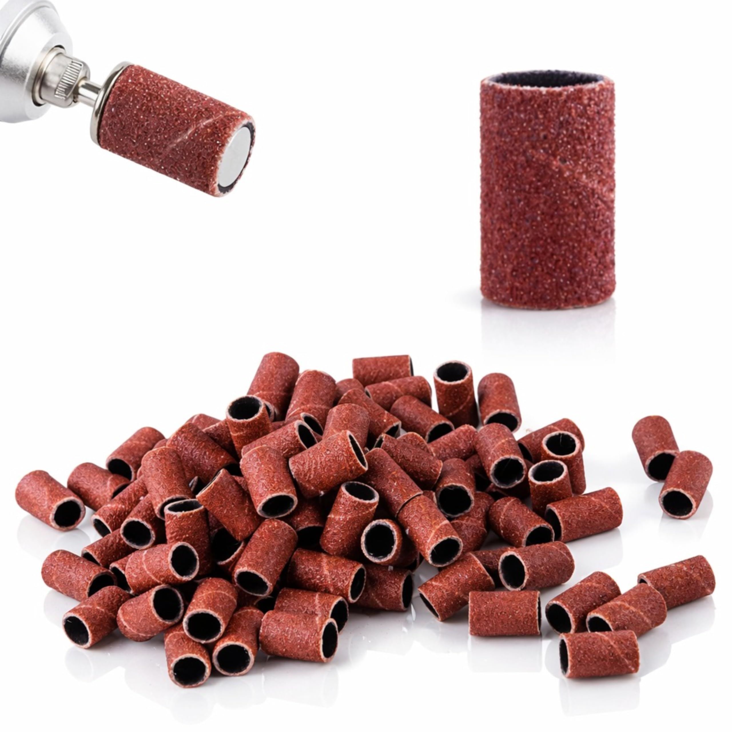 LALILL 100 szt. zatyczek ściernych ziarna 180 - tuleje ścierne do wiertarki - mandrell taśmy do pielęgnacji stóp Frezy do paznokci - Manicure Pedicure Nail Art Pielęgnacja paznokci