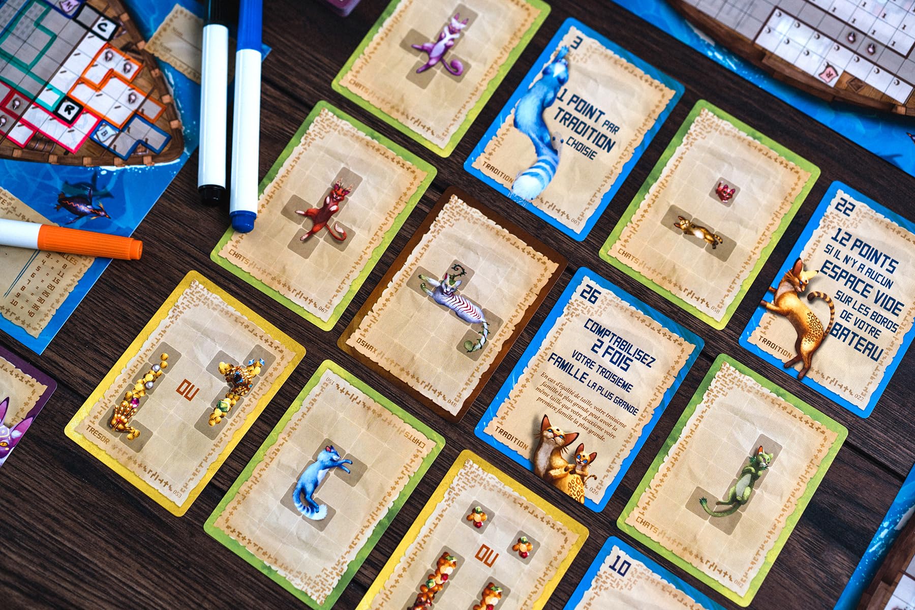 Lucky Duck Games - Wyspa kotów - Eksploruj i rysuj | Wersja francuska | Gra planszowa | Gra planszowa | Od 10 lat | 1-6 graczy | 30-45 minut