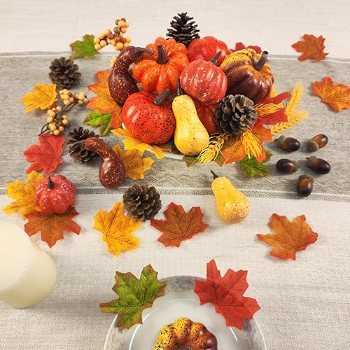 Miniatura 5 de Juego de decoración de calabaza falsa, decoración de calabaza falsa, decoración de cosecha de otoño, decoración de Halloween de Acción de Gracias y