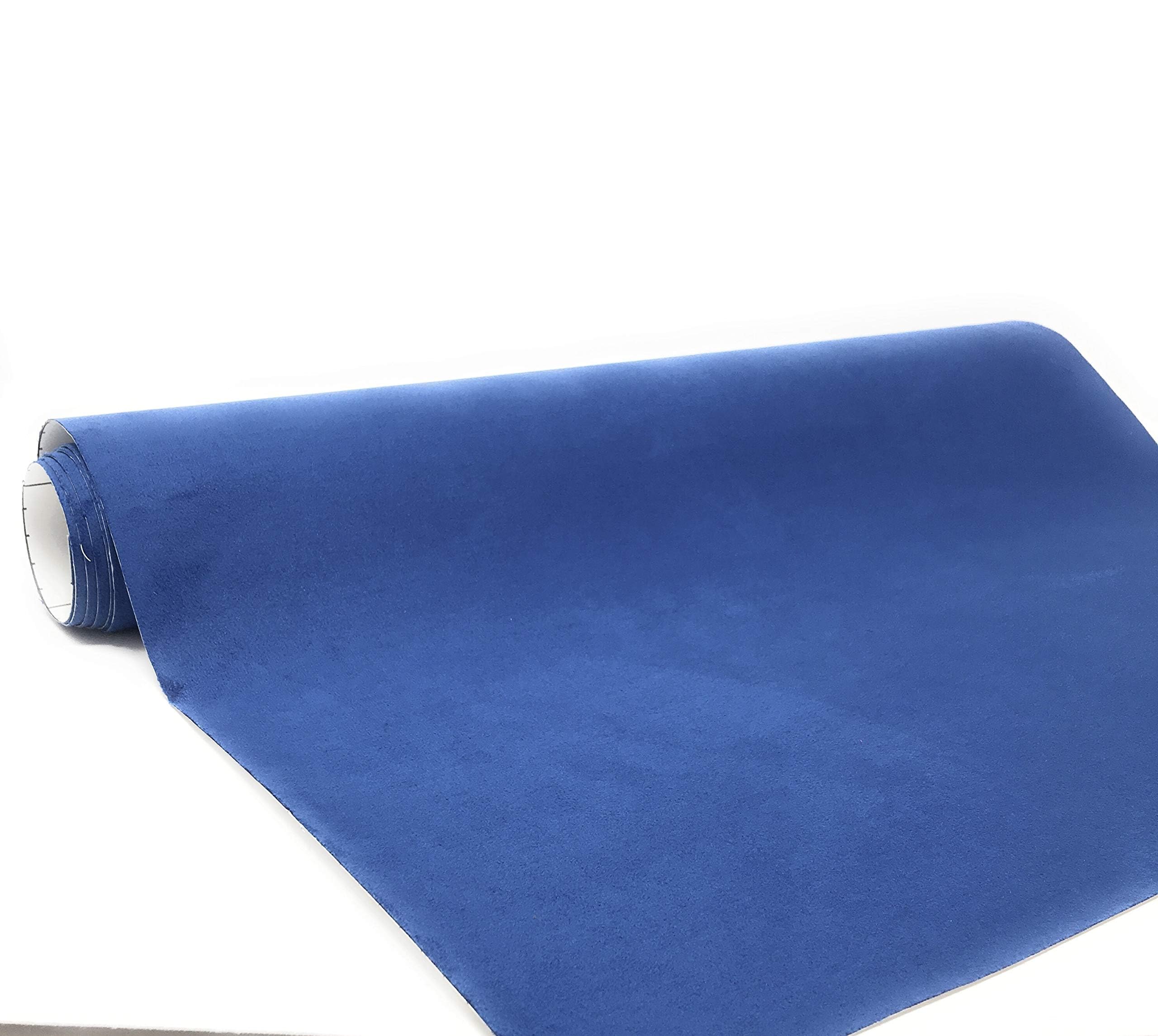 Suede Fabric Wrap - Self Adhesive Film Sticker 8 x 55 Inches Silky Decal Sheet for Car Interior Furniture Upholstery DIY Elastic Stretch Peel and Stick Denim