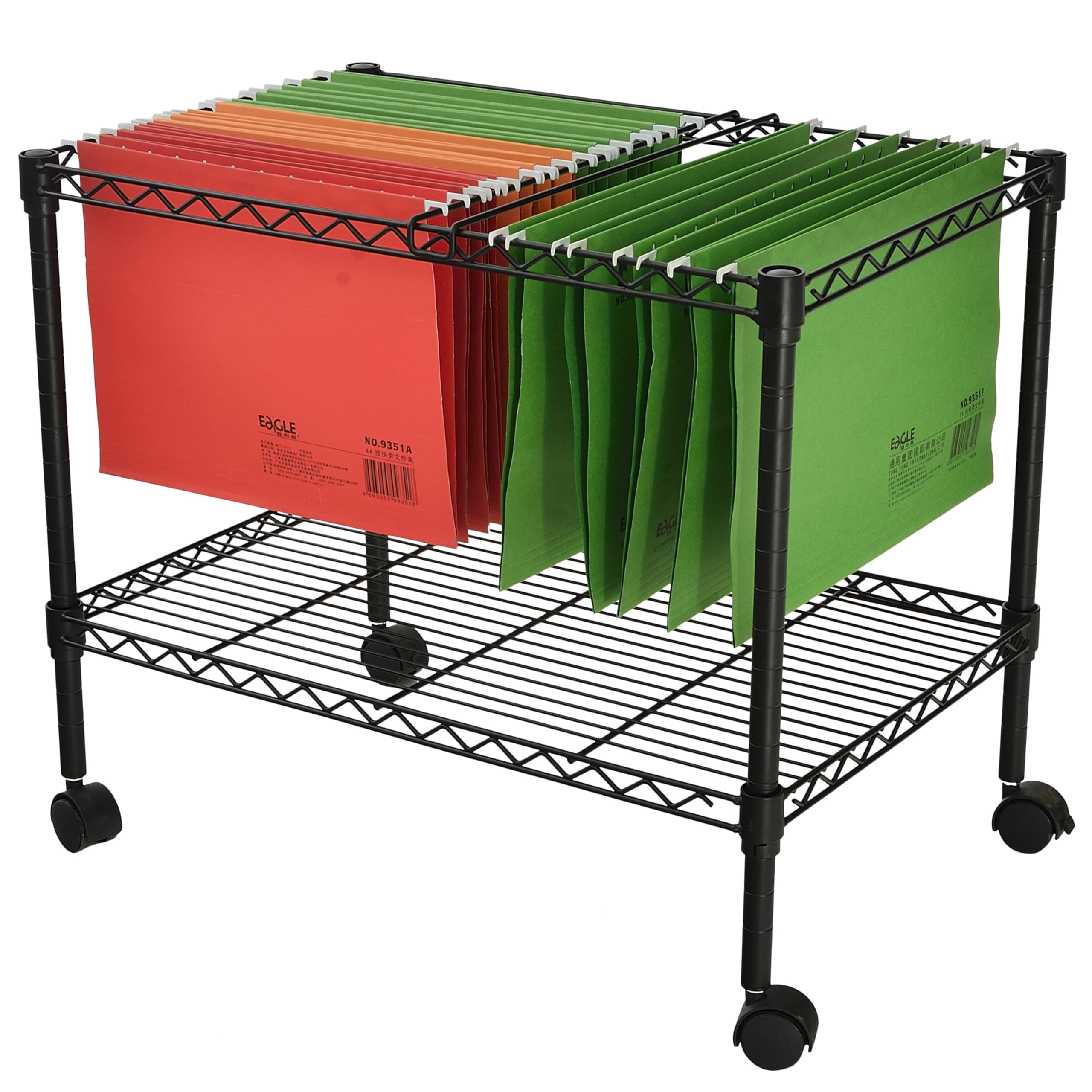 Finnhomy Premium 1-Tier Metal Rolling File Cart for Letter Size and Legal Size Folder, Black