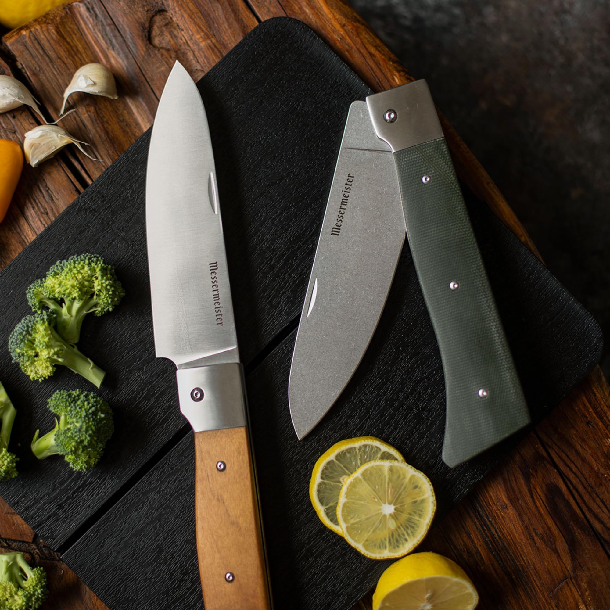 Messermeister Adventure Chef Folding 6” Chef’s Knife - German Steel & Distressed Linen Handle - Rust Resistant & Easy to Maintain — Amazon image 6