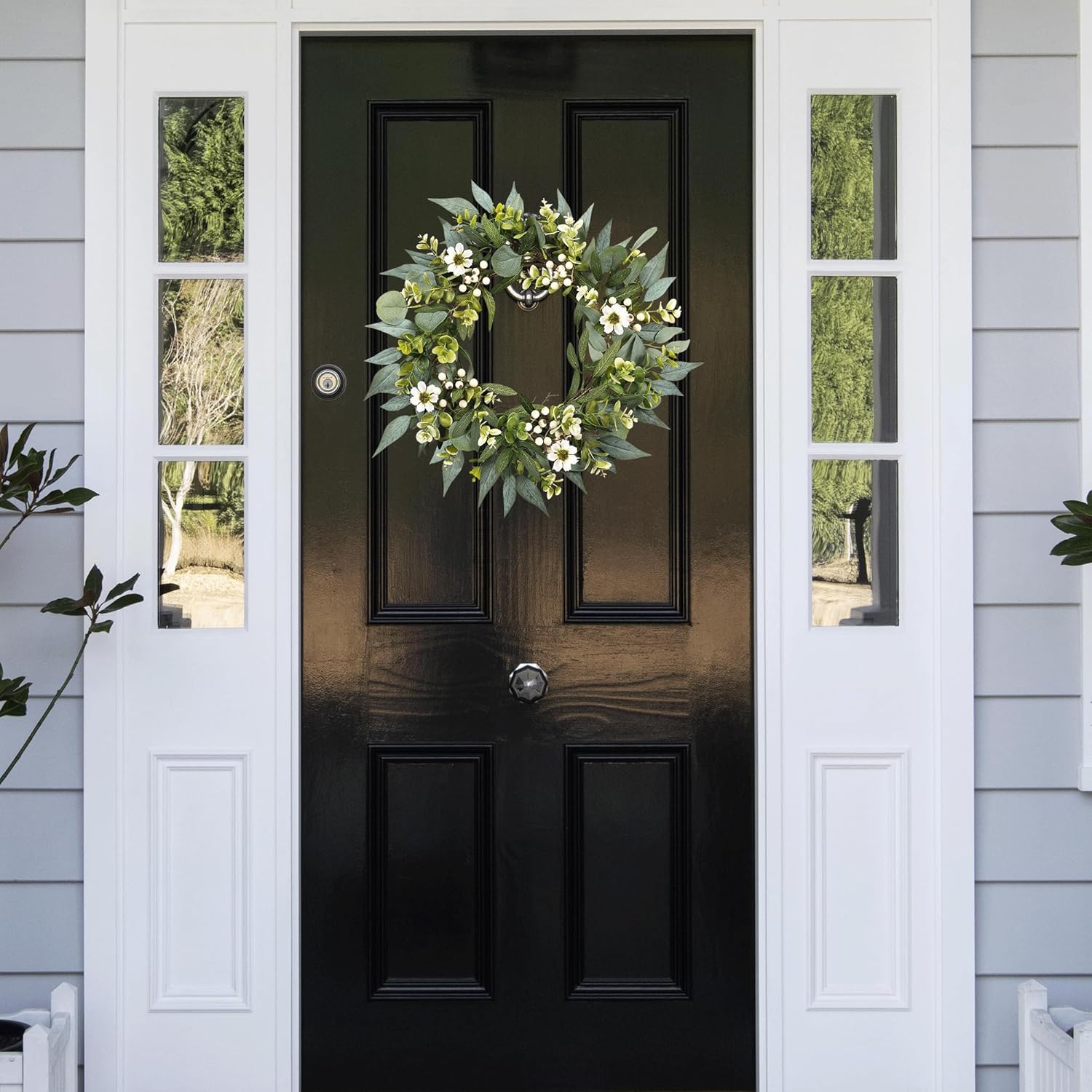 Artgar 22" Eucalyptus Spring Wreaths for Front Door, Artificial Wreaths with White Berries Greenery for Farmhouse Porch Wall Living Room Home Decor Perfect for Spring Summer All Seasons - Image 3