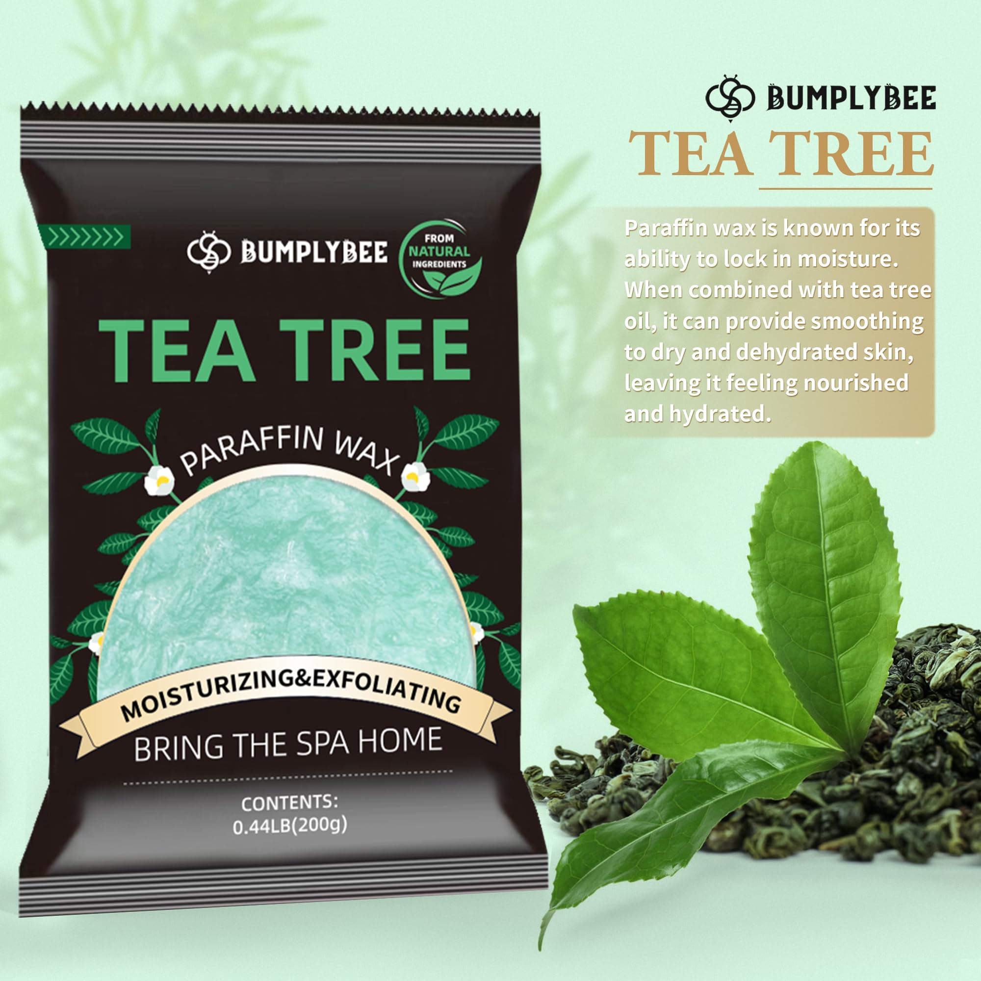 BUMPLYBEE Cera de parafina para manos y pies, 10 piezas de cera de parafina de árbol de té natural para máquina de cera de parafina, baño de cera de parafina de cera de mano, baño de parafina de cera