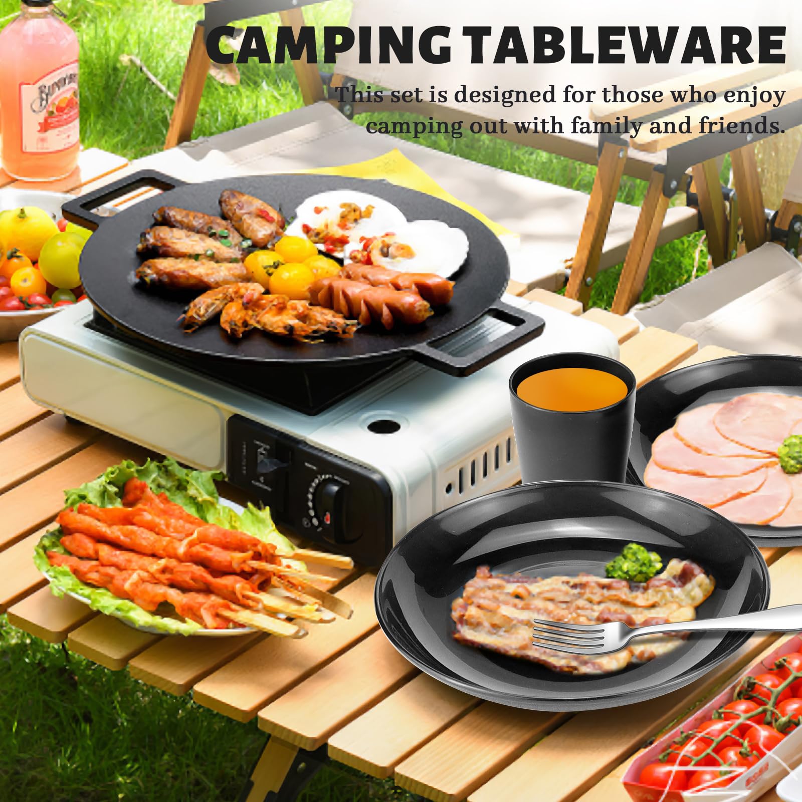 Ensemble De Vaisselle De Camping En Acier Inoxydable – Assiettes Et Bols, Lot Portable, Neuf