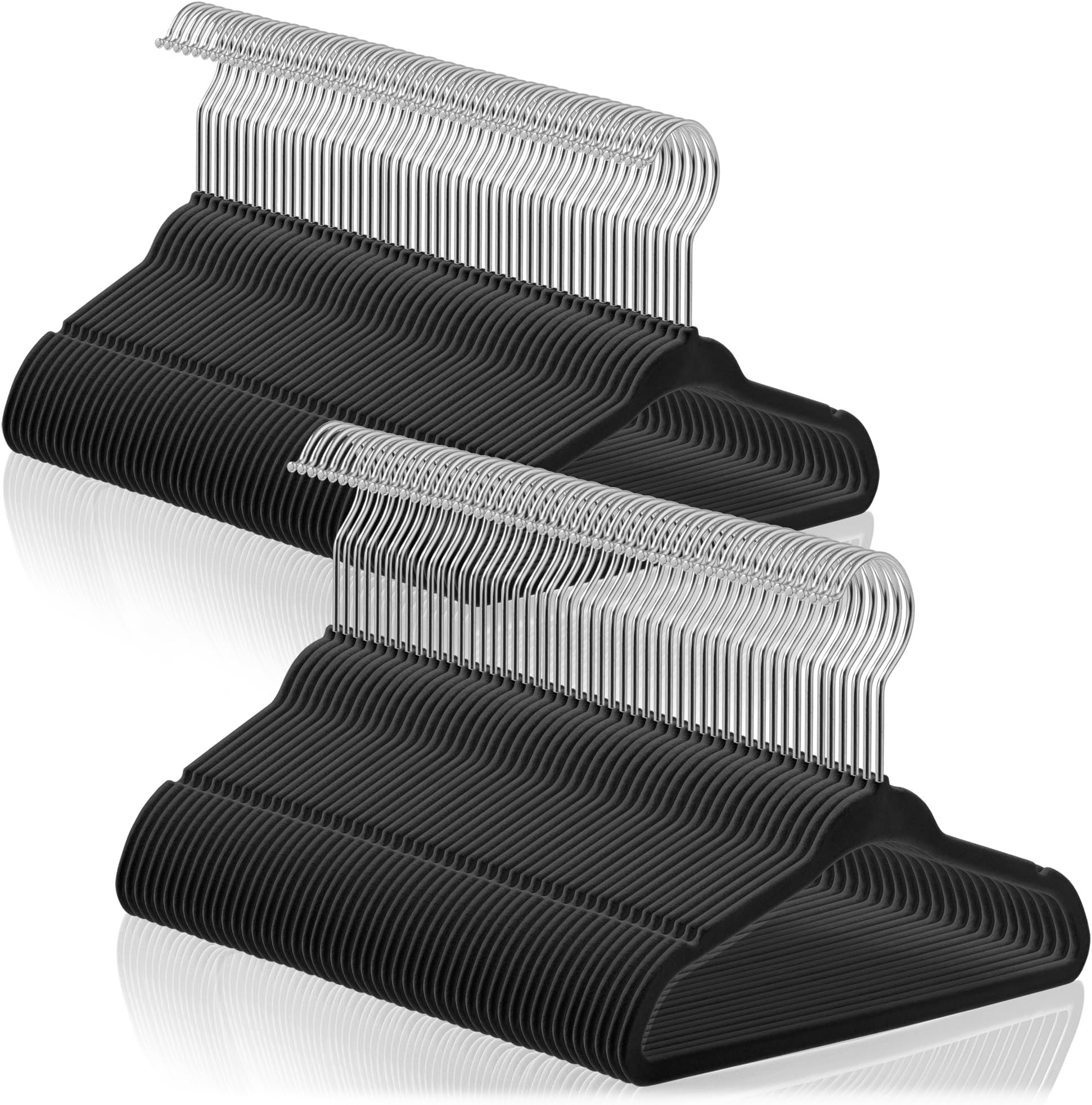 Casafield 100 Velvet Baby Hangers - 11" Size for Infant & Toddler Clothes - Black