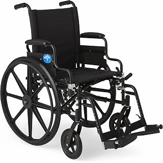 Medline Premium Lightweight Wheelchair, Flip-Back Desk Arms and Swing-Away Footrests, 20" x 18" Seat (W x D)