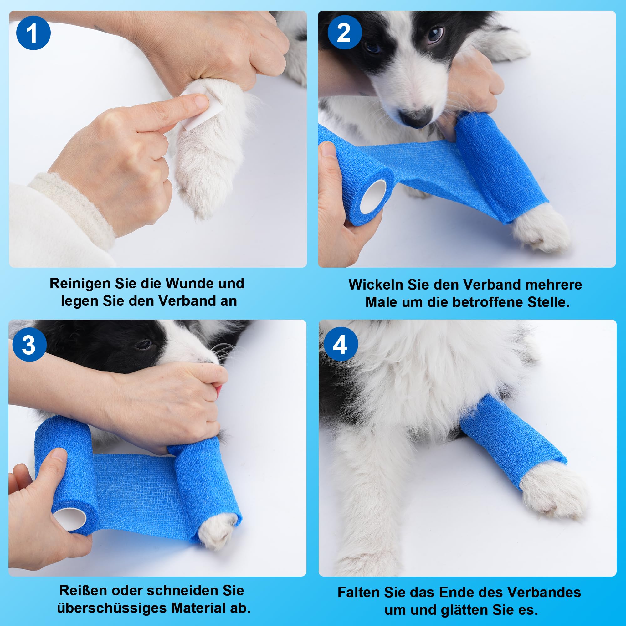 12 Selbstklebender Verband, Haftbandage Selbstklebend 10cm*4,5m, Selbsthaftende Bandage, Elastischer Fixierbinde Haftbandage Kohäsive Bandagen Elastische Binde für Katze, Hund, Pferd