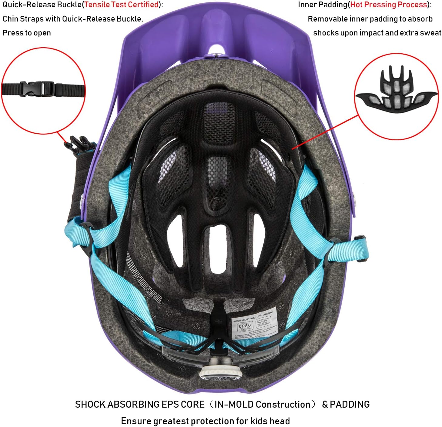 SIFVO Kids Bike Helmet for Boys and Girls Ages 8-14 Adjustable Youth Helmet with Detachable Visor Lightweight, Safe & Stylish Cycling Bicycle Helmets for Kids 54-57cm