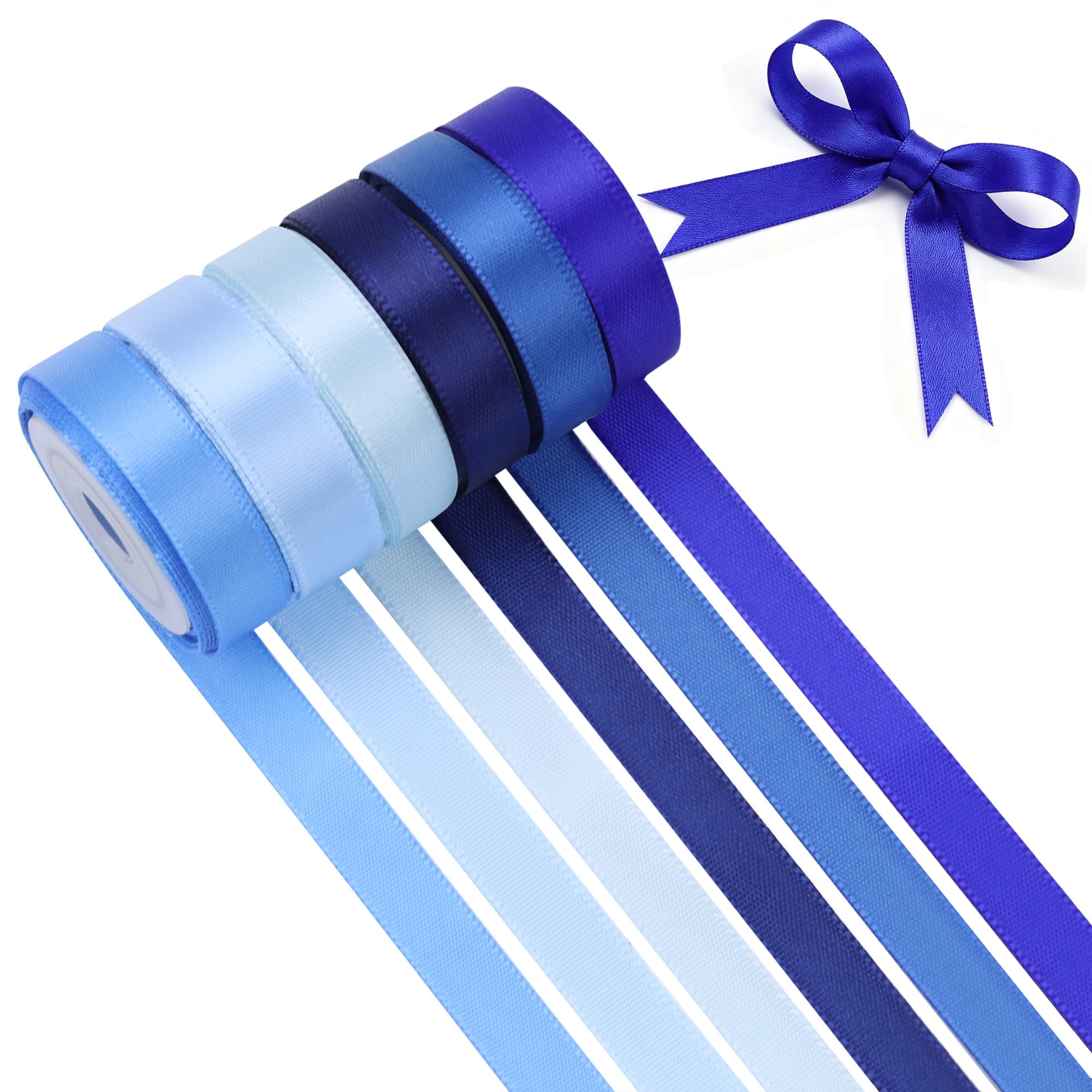 6-Roll Multicolor Satin Ribbon, 10mm x 4.5m, for Wedding, Gift & Crafts