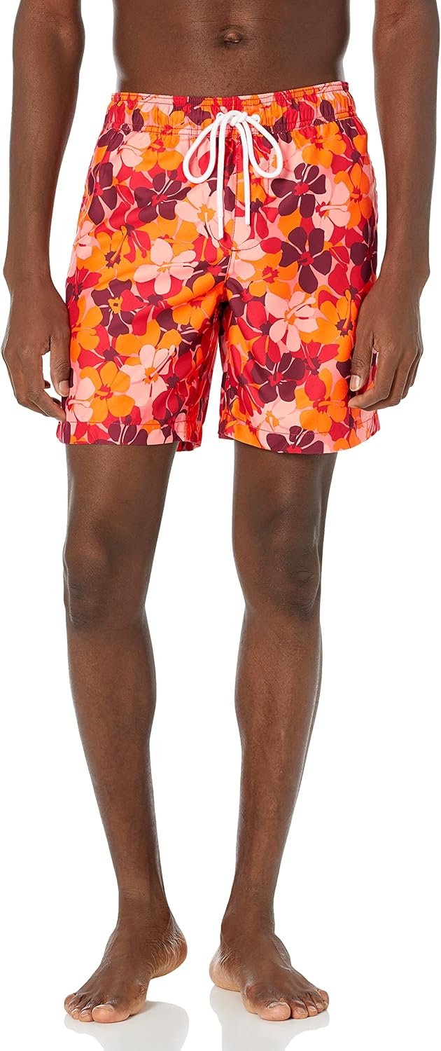 Amazon Essentials Men's 7" Quick-Dry Swim Trunk X-Large Red Floral