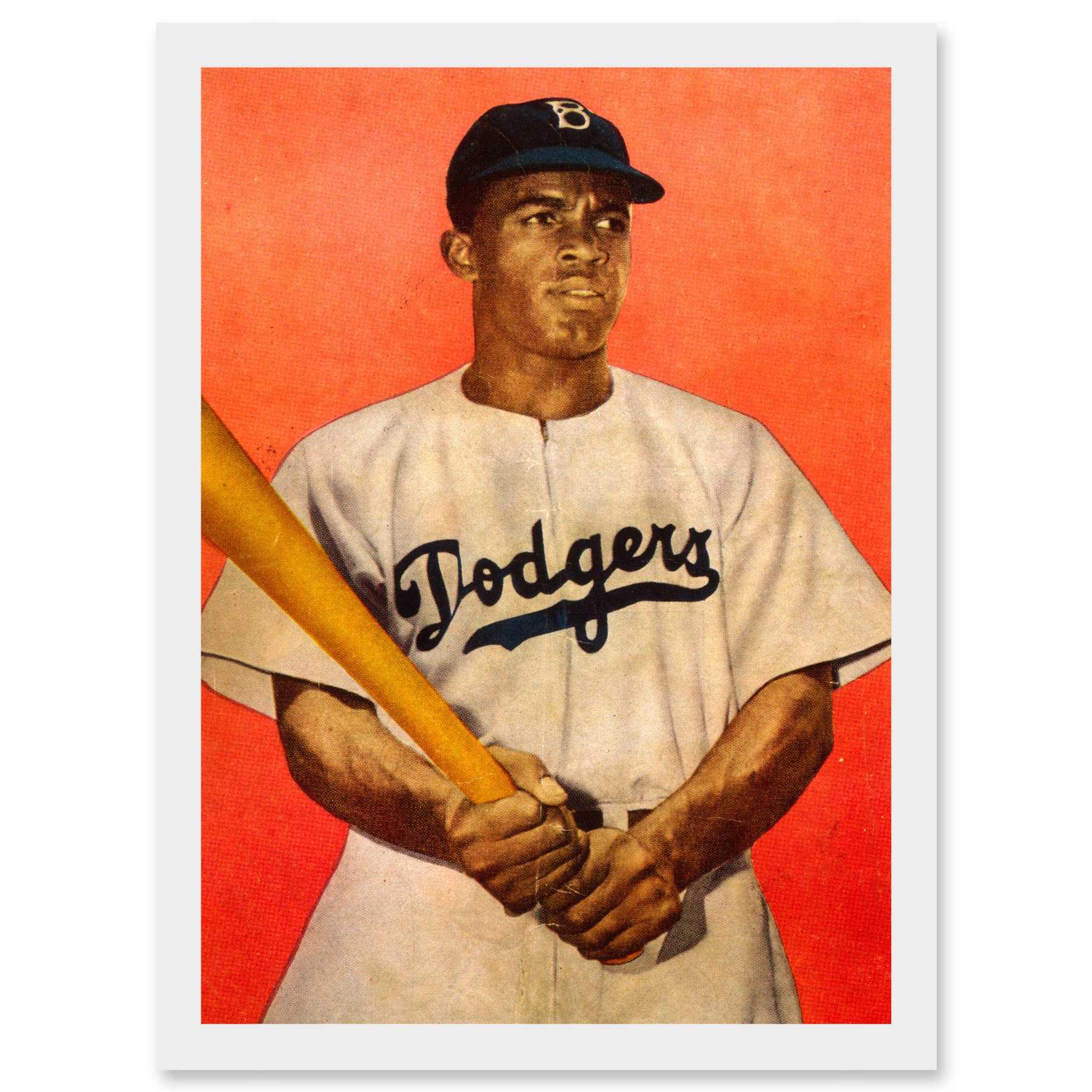 Jackie Robinson Portrait Baseball Art Print - Brooklyn Dodgers - Framed Wall Art - Artery8
