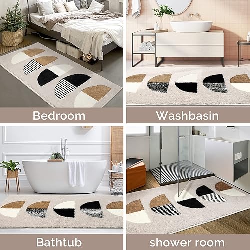 Miniatura 6 de DEXDE Alfombras de baño antideslizantes, lujosas y absorbentes de microfibra de felpa para baño, alfombras bohemias lavables para bañera, ducha, 20