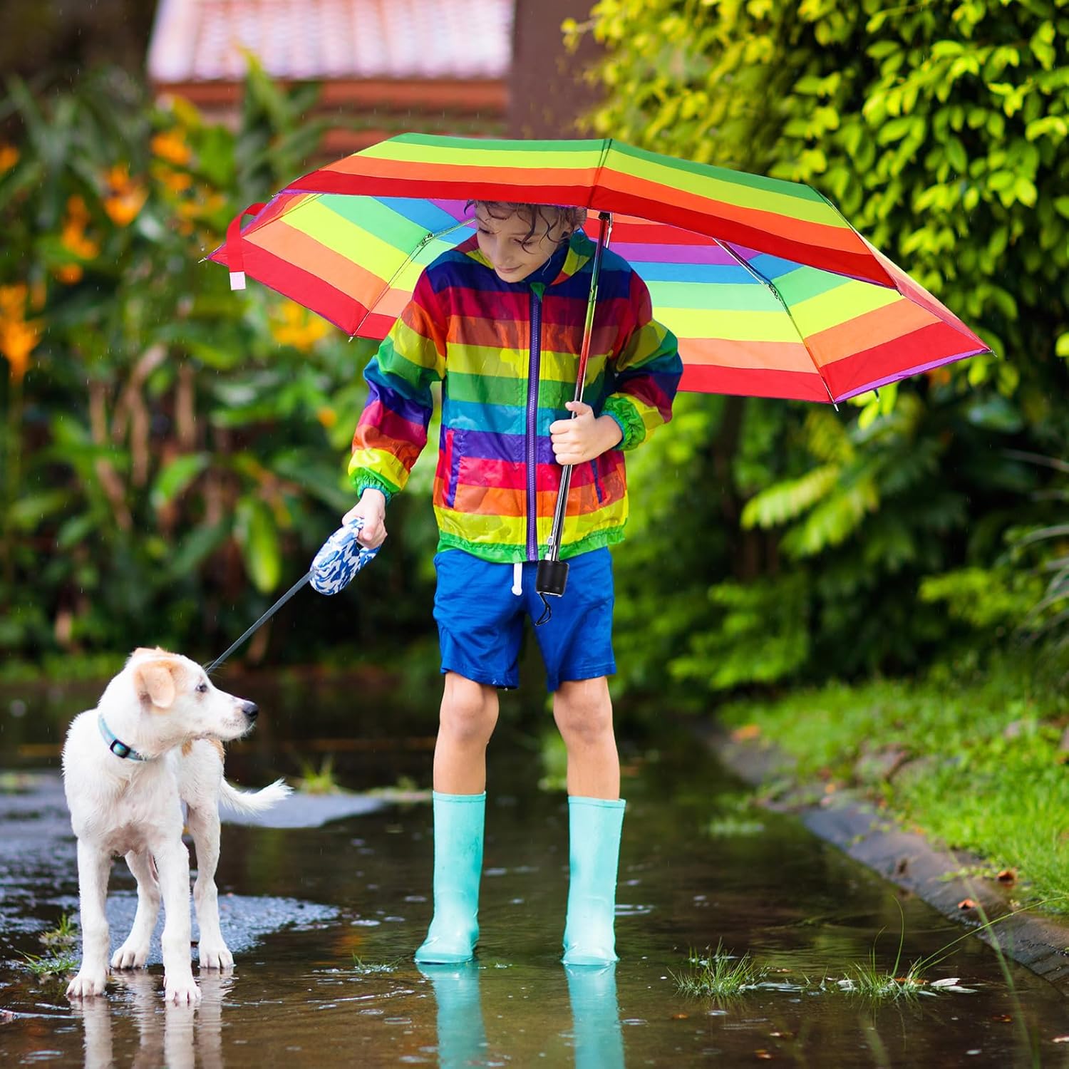 Silkfly 24 Pcs 8 Rib Rainbow Umbrella Bulk Compact Portable Tri Fold Collapsible LGBT Pride Umbrella for Adult Travel Wind
