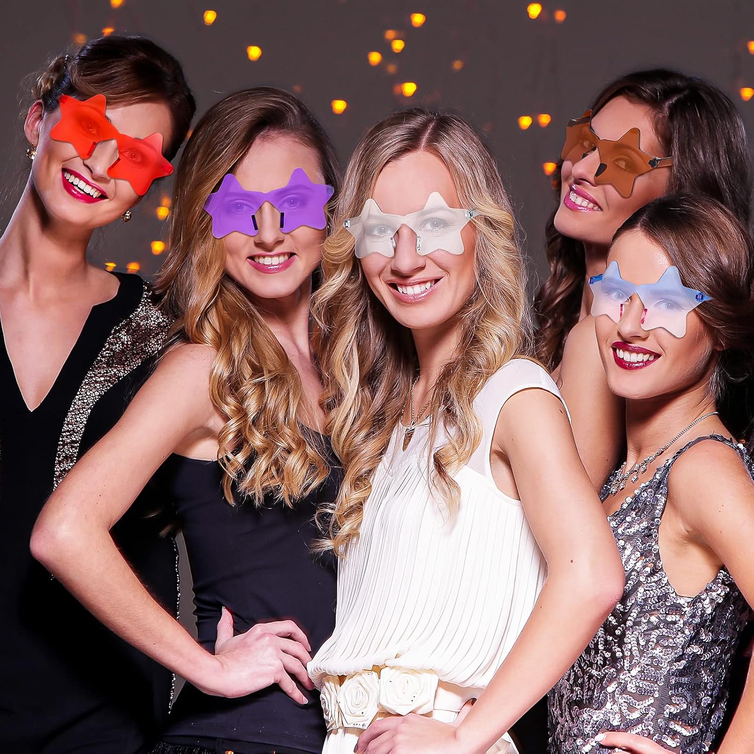 Fabbay 100 Pairs Star Shaped Rimless Sunglasses Transparent Star Glasses Candy Color Star Pentagram Glasses - Image 6