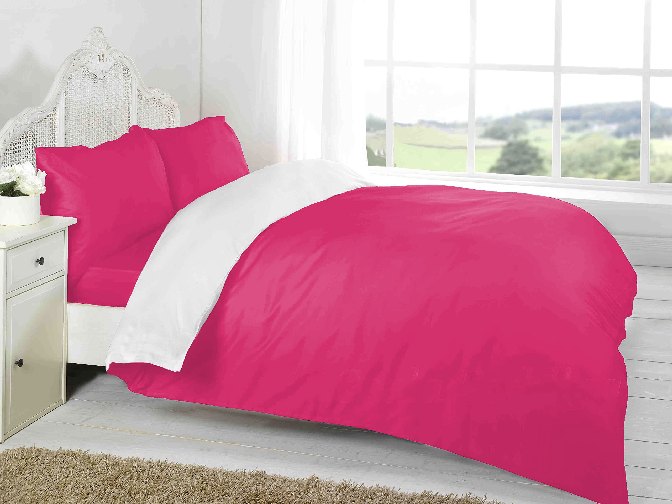 Housse de couette coton égyptien contre les draps rêches lit simple réversible