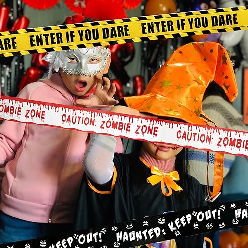 Miniatura 3 de Feuerlos 3 rollos de cinta de advertencia de decoración de Halloween, cinta de precaución de peligro de Halloween, cintas de miedo zombi, accesorios