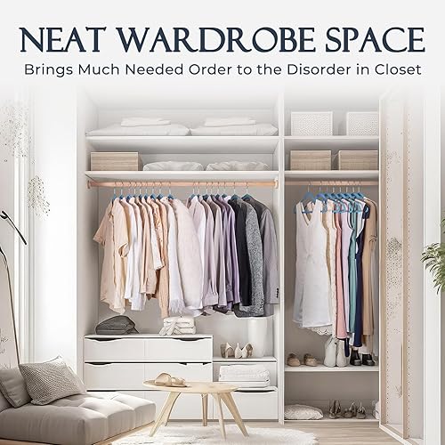 Miniatura 9 de HOUSE DAY Tranquil - Perchas de terciopelo azul, paquete de 60 perchas antideslizantes de fieltro resistentes para abrigos, perchas delgadas de alta