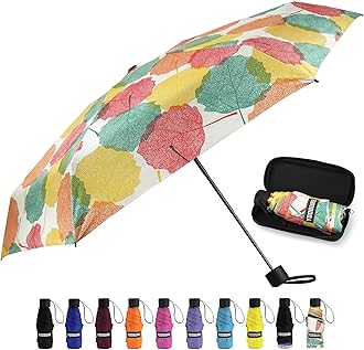 Small Mini Umbrella with Case Light Compact Design Perfect for Travel Lightweight Portable Parasol Outdoor Sun&Rain Umbrellas